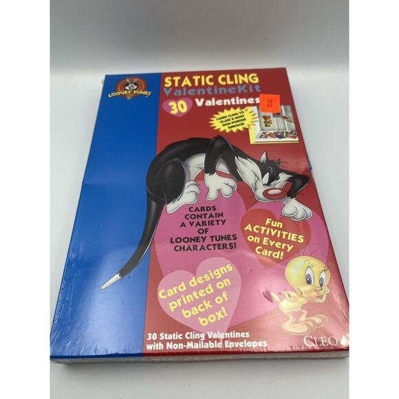 Vintage 1997 LOONEY TUNES 32 Valentines DAY CARDS Sylvester Stickers Made In USA - Picture 5 of 5